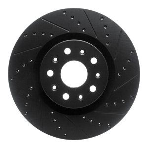 Cadillac CT6 Brake Rotor (1) - Front Right - R1 Concepts - Drilled & Slotted - Black - `14-`25